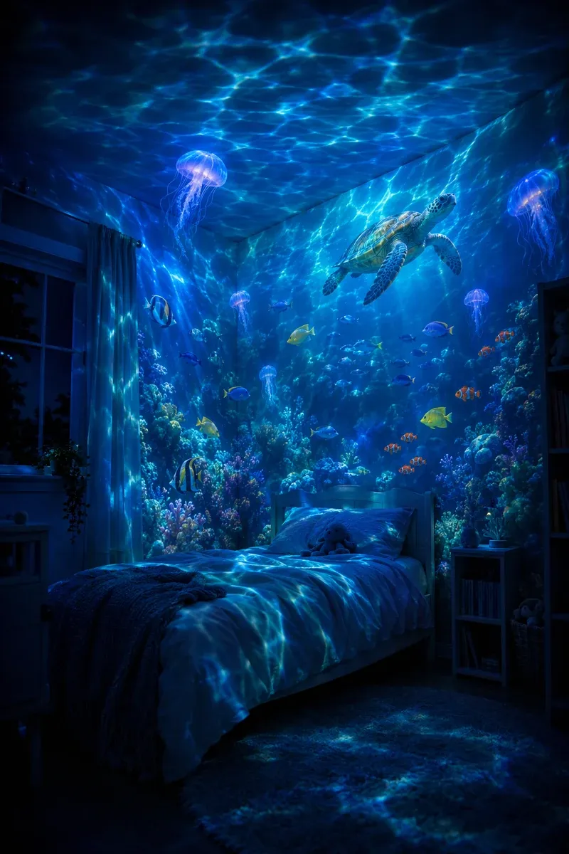 Ocean Bedroom projection mapping template